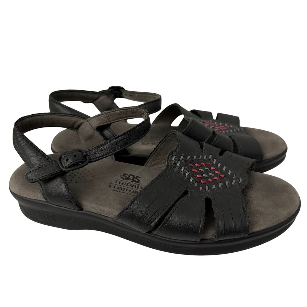 SAS Sandals Womens Size 7 M Huarache Black Leather Buckle Comfort
